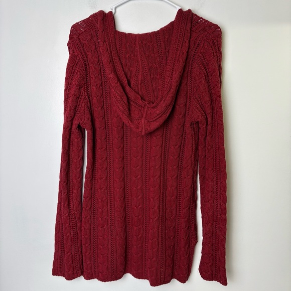 eight eight eight Burgundy Cable Knit Hooded Sweater - Picture 2 of 6